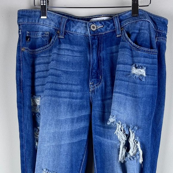KanCan Distressed Boyfriend Fit Mid Rise Jeans 28 - Picture 5 of 9